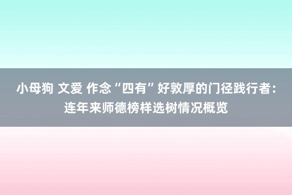 小母狗 文爱 作念“四有”好敦厚的门径践行者：连年来师德榜样选树情况概览