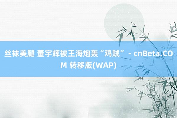 丝袜美腿 董宇辉被王海炮轰“鸡贼” - cnBeta.COM 转移版(WAP)